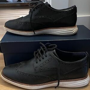 Cole Haan Black Leather Wingtip Oxfords